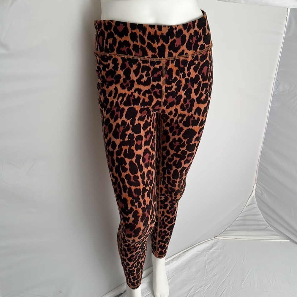 J Crew Weekend black brown orange Leopard 7/8 High Rise Leggings - Picture 1 of 14